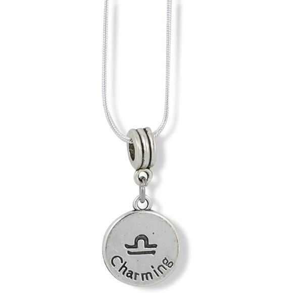 Libra Charm Zodiac Horoscope Astrology Snake Chain Necklace - Picture 2 of 5